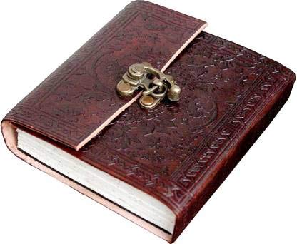 Carnet en cuir marron gaufré d'exception et sa véritable pierre gemme