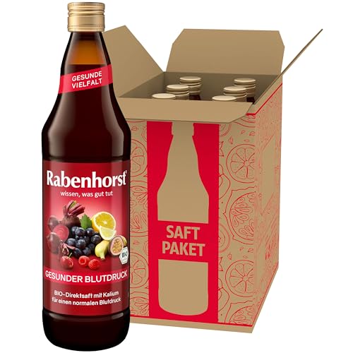 RABENHORST Gesunder Blutdruck BIO 6er Pack (6 x 700 ml) - Rote Bete-Mehrfruchtsaft mit Kalium für einen normalen Blutdruck