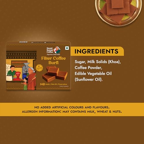 Image of Sweet Karam Coffee Filter Coffee Burfi - 125grams | No Maida or Preservatives | Made with Filter Coffee & Khoa | Authentic Homemade Recipe | Perfect for Gifting & Festive Celebration (Pack of 3)