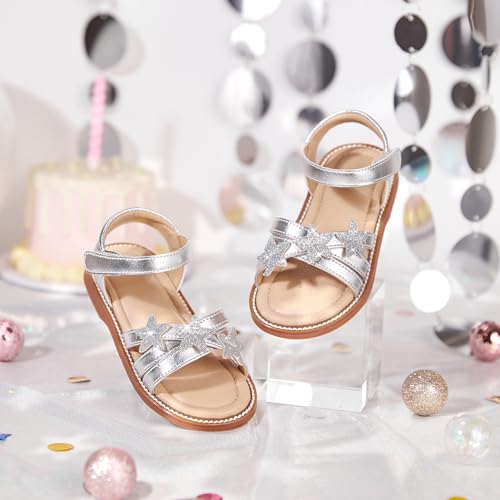 Image of Flaryzone Girls Sandals Open Toe Summer Flats Dress Sandals Shoes Toddler /Little Kid