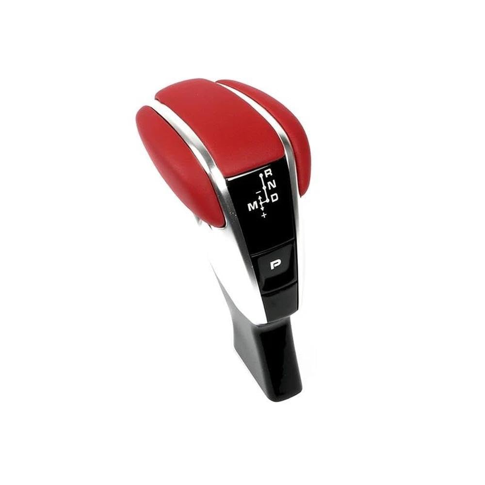 Hyasdbwe Red For Porsche Cayenne 2018-2023 Direct Replacement Carbon Fiber Leather Center Console Gear Shift Lever Knob Gear Shifter Parts(Red)