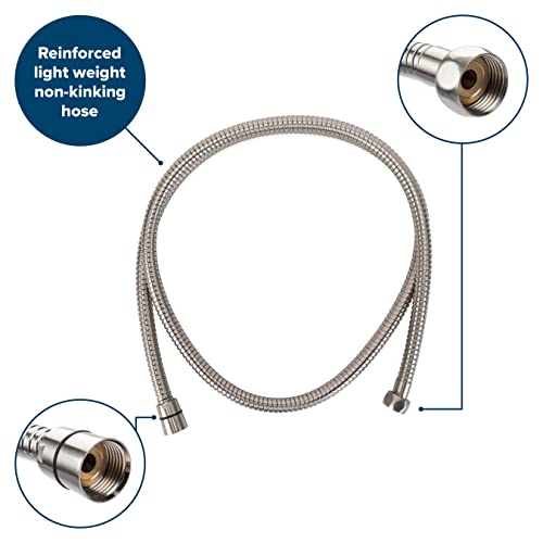 Image of Camco RV /Marine Flexible Replacement Shower Hose | Reinforced Construction | Measures 60-Inches | Brushed Nickel (43748)
