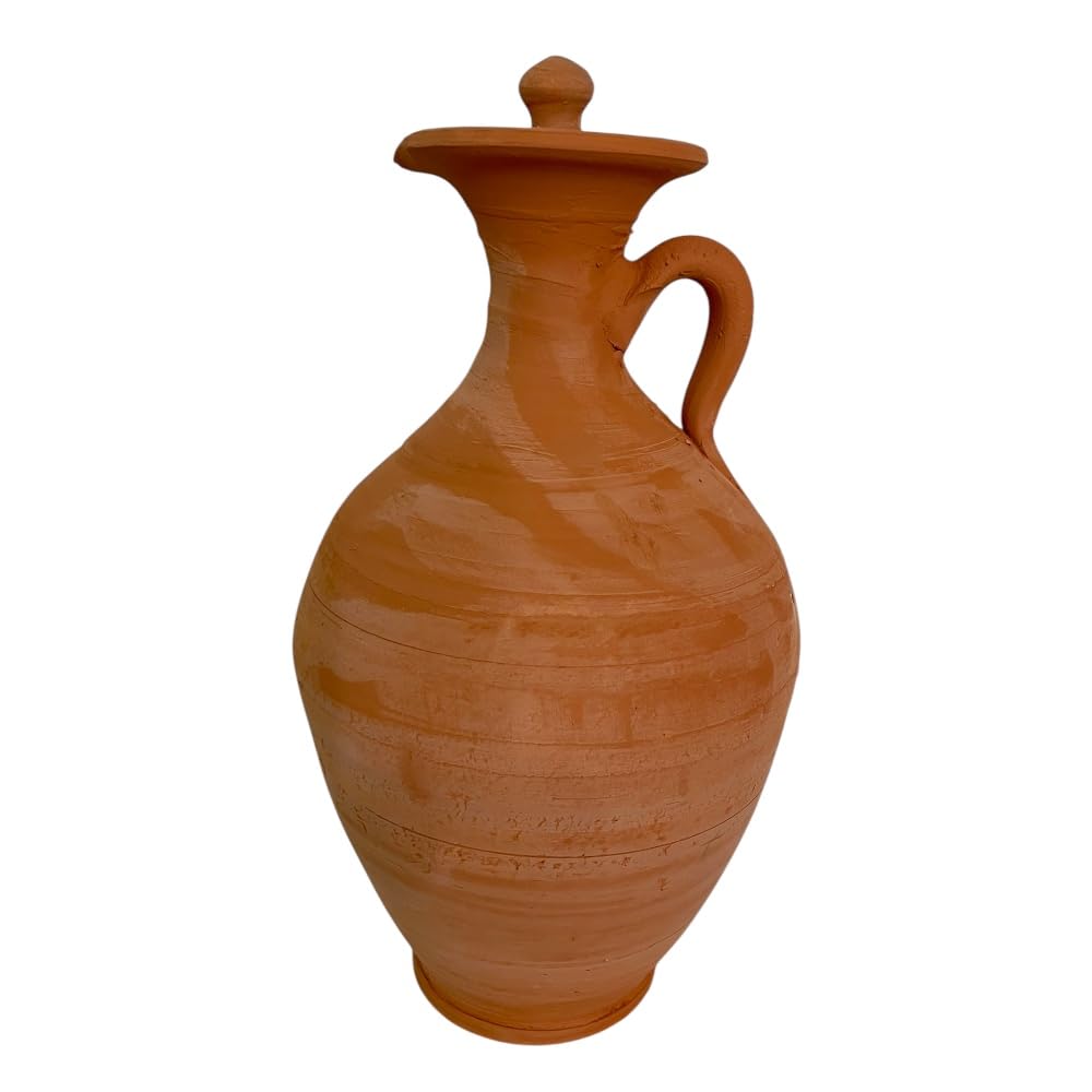 Set Berbero Marocchino in Terracotta, Brocca 2,5L con 4 Bicchieri, Fatto a Mano, Caraffa 31cm con Bicchieri 11cm