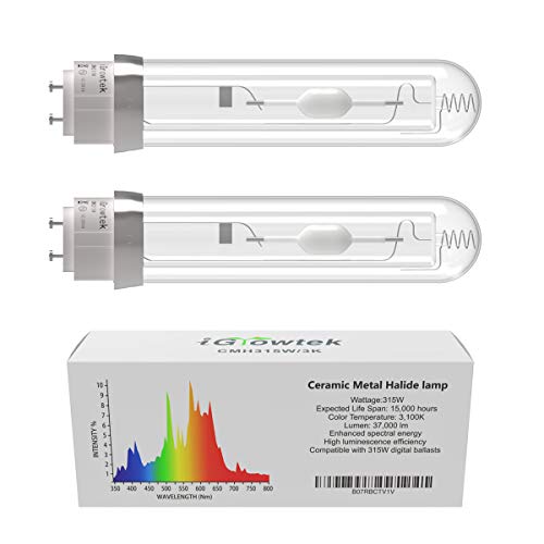 iGrowtek 2 Pack CMH 315W 3100K Grow Light Bulb, CMH 315 Grow Bulb,High