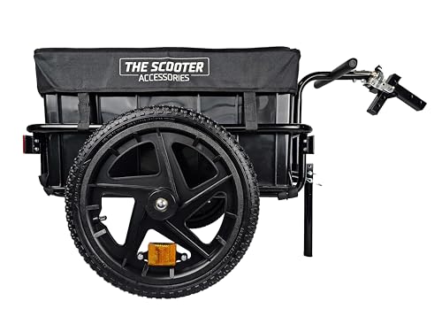 Cargo Trailer For Electric Mobility Scooter. Sturdy With Heavy Duty Large Tires and Cover. Red Tops