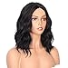 PORSMEER Short Bob Wigs Synthetic Hair Wigs for Women Natural Curly Wave Wigs (14 inch, 1B#) (Black)