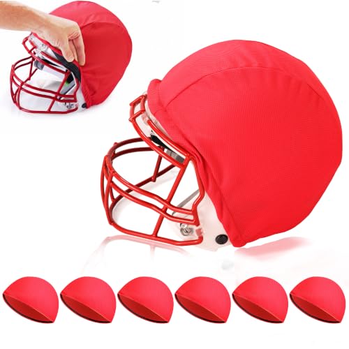 Football Helmet Covers Scrimmage Caps-Perfect for Football Hockey and Lacrosse Practice Sessions.The Fabric is Elastic& Bright Colors for Team Identification (Red-6pcs)