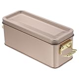 Tofficu Scatola Porta Biscotti in Latta Vintage Oro Con Coperchio Contenitore Per Biscotti E Fette Biscottate Design Retro Con Dettagli Levigati Per Conservazione E Organizzazione Casa