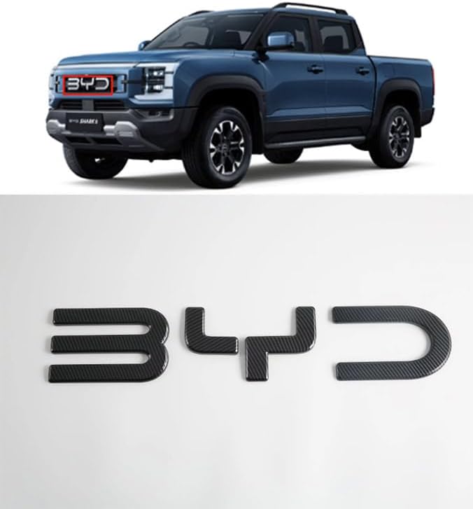 Car Accessories Front Letter BYD Car Emblem Badge for BYD Shark Shark 6 Auto Letters 3M Adhesive Raised Decal Front Grille Emblem (Gloss Black)