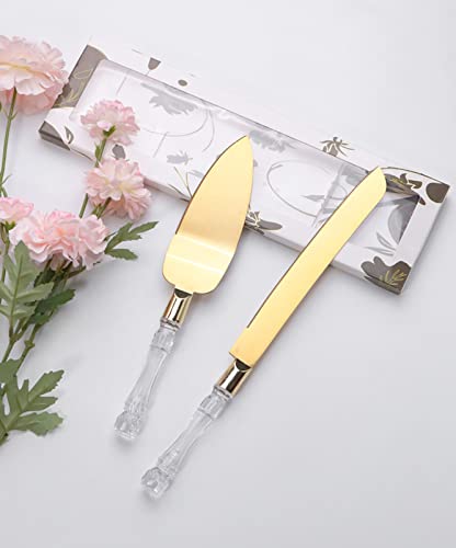 Wafjamf Cake Knife And Server - Elegant Wedding Cake Knife Set, Stainless Steel Blade And Acrylic Faux Crystal Handle For Wedding Birthdays Anniversary Thanksgiving Christmas #TOP2