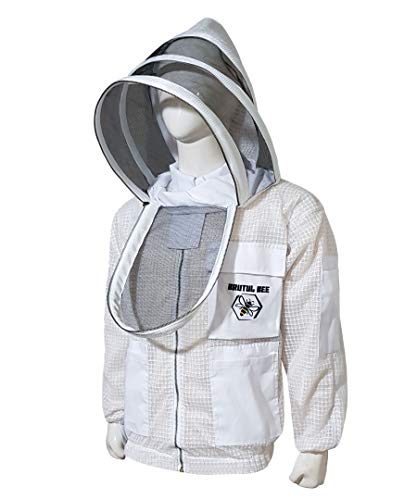Brutul Bee 3 Layer Beekeeping Ventilated Jacket Fully Protection Beekeepers Ultralight Ventilated Beekeeping Jacket with Fencing Veil (XL, White) Brutul Bee 3 Layer Beekeeping Ventilated Jacket Fully Protection Beekeepers Ultralight Ventilated Beekeeping Jacket with Fencing Veil (XL, White)