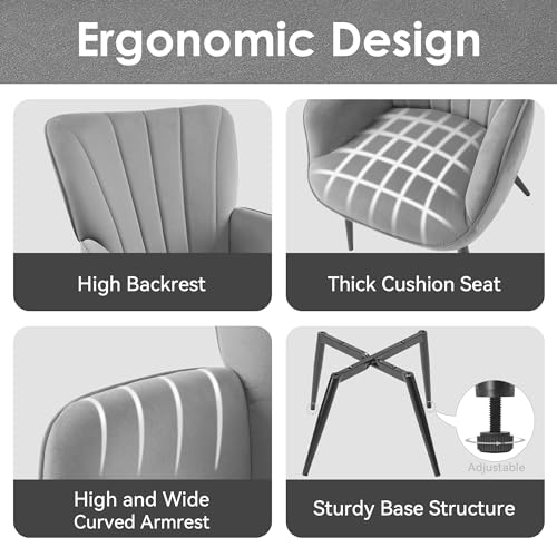 Primezone Velvet Accent Chair Set Of 2 - Mid Century Modern Living Room Chair Upholstered Reading Chair With Metal Legs & Wing Side thumb #3