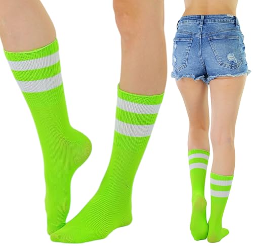 Image of ToBeInStyle Women's Acrylic Ankle Hi With Double Stripe Top Crew Fun Athletic Socks