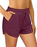 OFEEFAN Workout Shorts for Women Athletic Running Shorts Sports Jogging Maroon XL