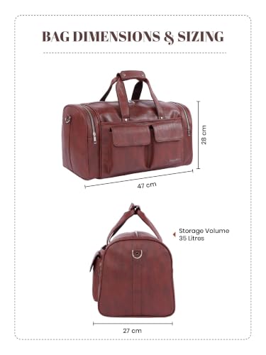 Image of Fur Jaden Weekender Premium Duffle Bag for Travel for Men and Women Made of Faux Leather with Attachable Shoulder Strap Cabin Holiday Bag (Urban Rust)
