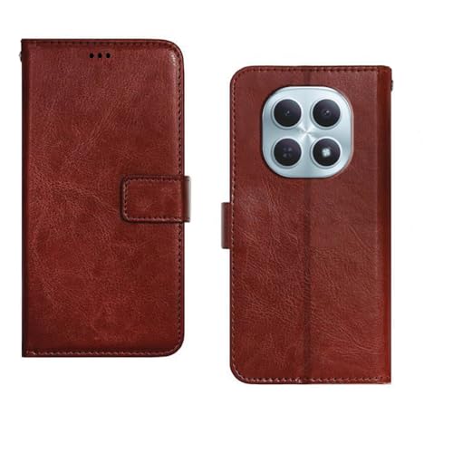 Image of amazon basics Redmi Note 15 5G Flip Cover | Card Pockets Wallet & Stand | Flip Cover for Redmi Note 15 5G (Brown)