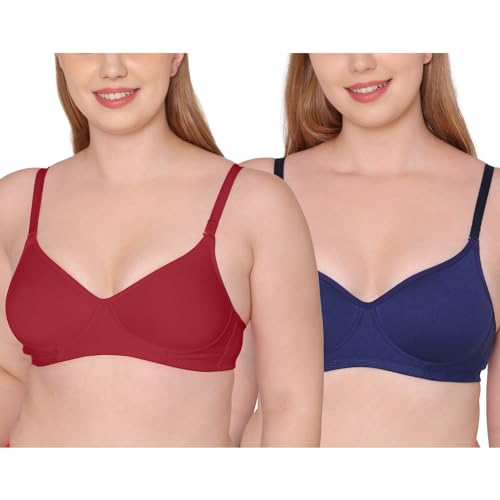 Image of Tweens - Medium Padded Cotton Rich Bra - Full Coverage, Seamless, Multiway Straps, Wirefree Everyday T-Shirt Bra (Pack of 2)