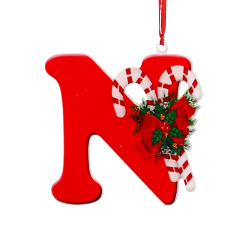 Lettres Décoration de Noël Sapin, 26 Alphabet Personnalisée Décoration de Sapin Noël Pendentif à Suspendre pour Fête Maison Bricolage Fournitures Décorer (N)