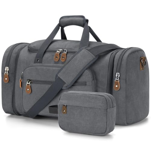 Image of Gonex Canvas Duffle Bag, Expandable 60L Travel Overnight Weekender Bag