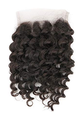 Goldfinch Curly Lace Closure Human Hair Free Part 4x4 Lace Closure Pre Plucked 100% Unprocessed Virgin Hair Deep Curly Lace Closure Natural Color 10inches