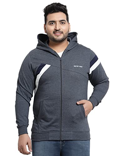 Image of Kalt Men Full Sleeves Zipper Fleece Striped Hoodie