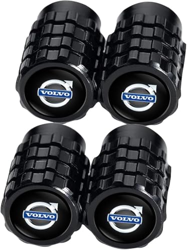 4Pcs Car Tire Valve Stem Caps,forVolvo s60 s90 xc60 xc40 xc90 v60 v90 Series All ModelsWheel Cap Tires Air Caps Cover Corrosion Resistant Tire Valve Cap Accessory WOVO_Black