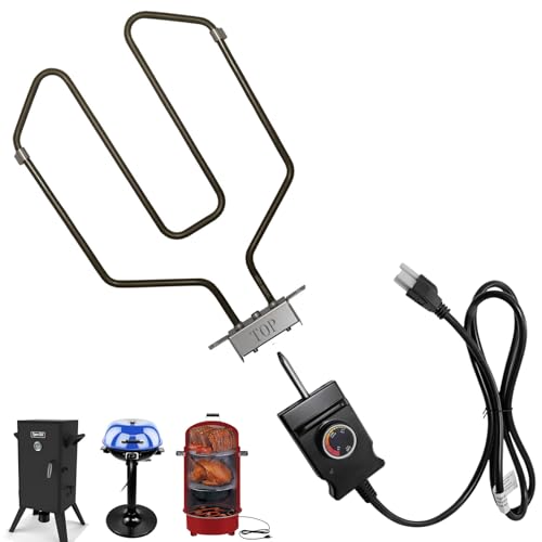 1650W Universal Electric Smoker Heating Element Adjustable Thermostat Controller Compatible with Brinkman Cuisinart Char-Broil Dyna-Glo Smoke Hollow Masterbuilt and Charcoal to Electric Smokers