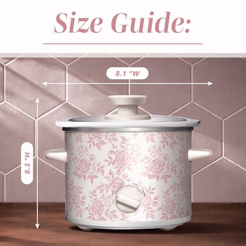 Image of COOK WITH COLOR 2QT Mini Electric Round Slow Cooker - Adjustable Settings, Removable Stoneware Pot, Tempered Glass Lid, Dishwasher Safe, Cool-Touch Side Handles, Floral Pink