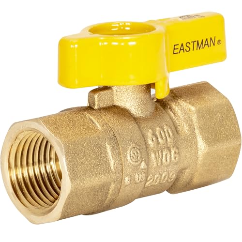 Eastman Straight Gas Brass Ball Valve, 1/2 in FIP x 1/2 in FIP, 1/4-Turn Handle, 60009
