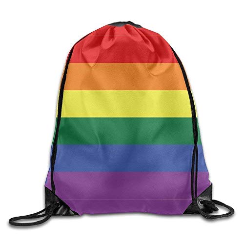 Etryrt Mochilas/Bolsas de Gimnasia,Bolsas de Cuerdas, Gay Pride LGBT Flag Basic Eco-Friendly Drawstring Backpack White