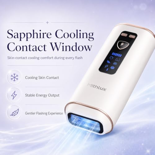 Image of Laser Hair Removal Device for Women & Men with Sapphire Cooling | Gentle IPL Hair Removal for Face & Body - Including Upper Lip, Chin, Arms, Legs, Underarms & Bikini Line