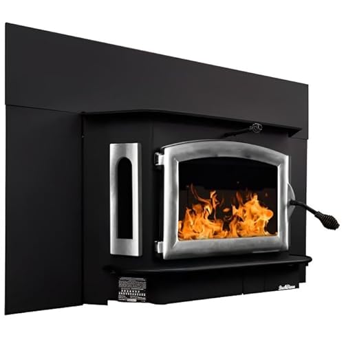 Buck Stove Fireplace Insert Model 91 | Catalytic, 62,745 BTUs (Covers 3,200 Square Feet) | Wood Burning with Heat Activated Blower | Pewter Door/Windows with 9