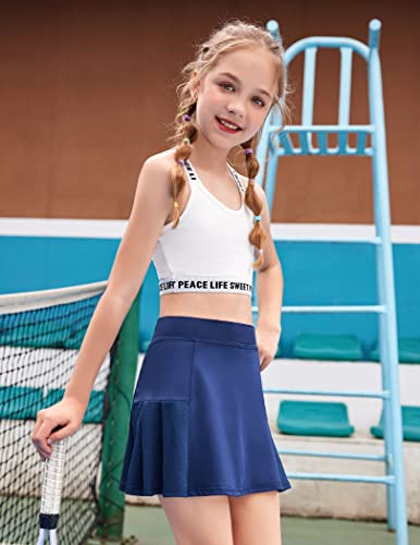 Arshiner Girl's Sport Skirts with Shorts Athletic Pleated Skort Colorful Performance Skorts4