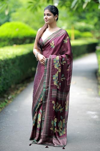 Image of MIRCHI FASHION Saree for Woman | Chiffon Floral Printed Breathable Occasional Sari with Blouse