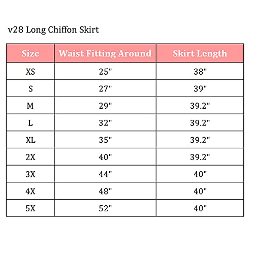 V28 VW801WHITEM Women Full/Ankle Length Flowy Elastic Retro High Waisted Long Chiffon Maxi Skirt thumb #4