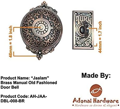 Adonai Hardware "Jaalam" Brass Manual Old Fashion Door Bell or Twist Door Bell or Hand-Turn Door Bell (Oil Rubbed Bronze)
