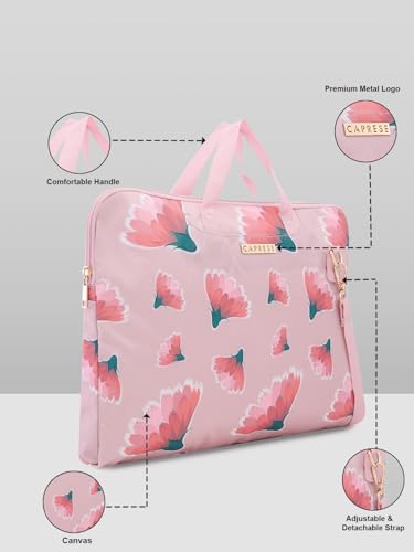 Image of Caprese Barbara Laptop Bag Large (E) Blush|Stylish Laptop Handbag for Women, 16-Inch Laptop Compatible Spacious Office Bag with Smart Sleeve, Adjustable & Detachable Strap