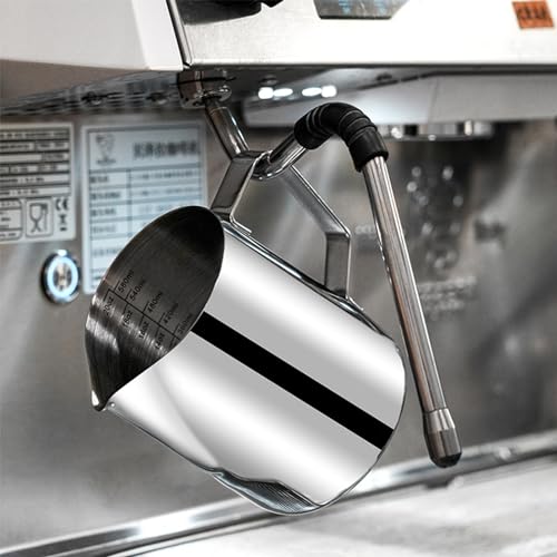 Milk Frothing Pitcher, Stainless Steel Latte Art Creamer Cup The Best Milk Frother Steamer Cup Stainless Steel Coffee Milk Frothing Cup,Coffee Steaming Pitcher 20oz/500ml (20 oz)