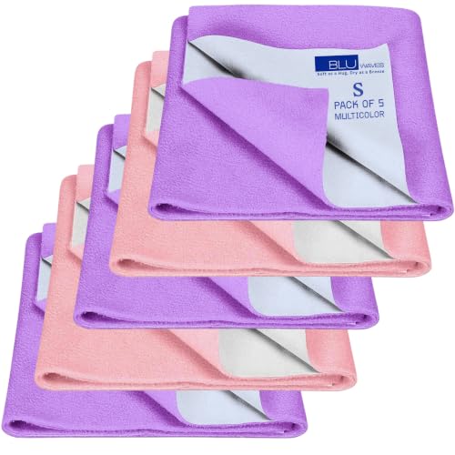 Image of Quick Drysheet for Baby - Waterproof & Extra Absorbent (Small Pack of 5) | Instadry Bed Protector Sheets | Washable Reusable Mattress Protector for New Born Babies Toddler Kids Children - Multicolor