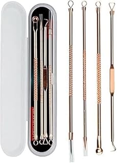 Blackhead Remover Kit, 4 Pcs Stainless Steel Professional Blackhead Remover Tool Kit for Acne Acne Blackhead Treatment, Rose Gold