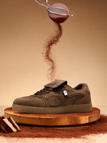 Image of The Souled Store Urban Blaze Legacy: Belgian Chocolate Men Low Top Sneakers - Premium Suede & PU Leather Casual Shoes | Lightweight Streetwear Sneakers for Men