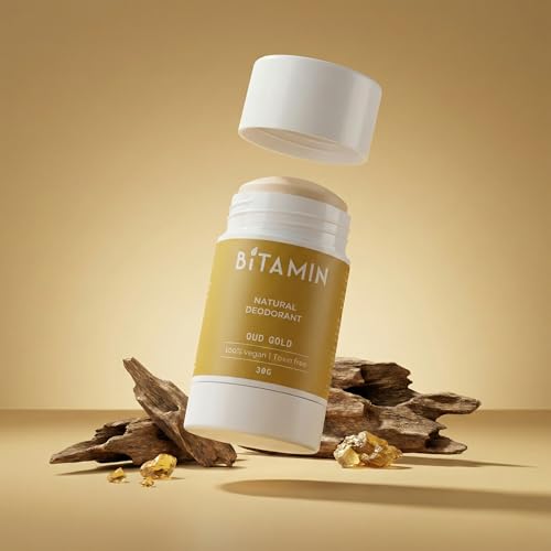 Image of Bitamin Natural Deodorant Underarm Roll On with 5% Vitamin C | Natural Deodorant for Men & Women | Made in India | No Aluminium, No Alcohol, No Parabens & No Triclosan | 8 Hour Odour Control | Oud Gold - 30g (Pack of 1)