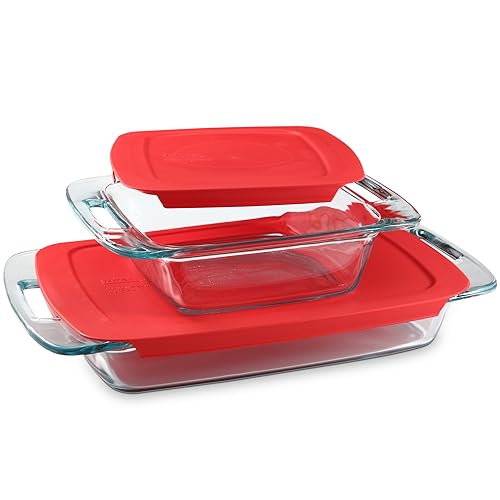 Comparison: Best Amber Pyrex Baking Dish 6 Pyrex 4-Piece Extra Large Glass Baking Dish Set With Lids and Handles, Oven and Freezer Safe