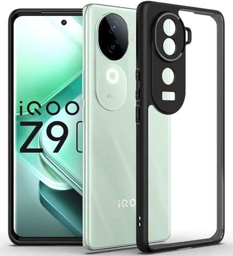 Image of KAPAVER Hybrid Back Cover Case Compatible with iQOO Z9s 5G (PC+TPU) (Black)