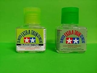 Compatible with 2 Bottles Tamiya 87038 Extra Thin Cement 40 ml + 87182 Quick Setting Plastic Cement 40ml Includes CHICAGOLAND RC Coupon