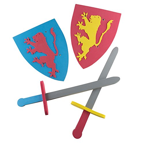 Foam Sword for Kids, Foam Sword and Shield Armor Pretend Playset, 2 Swords