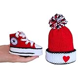 Handmade Custom Crochet Baby Booties and Beanie Red Set for Gender Neutral Newborn, 0-3 Month, 3-6 Month, 6-9 Month, 9-12 Month Babies