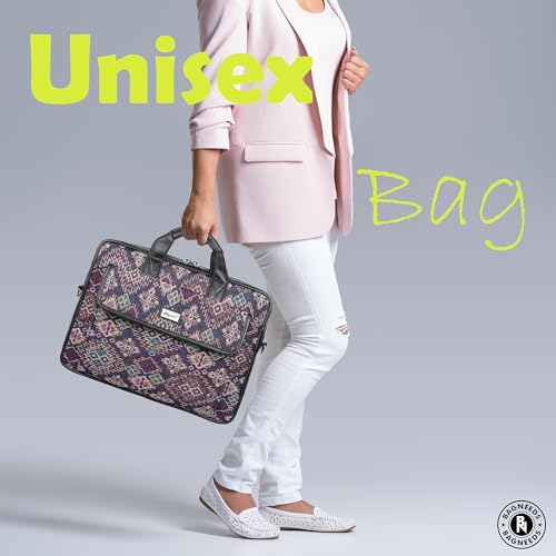 Image of Bagneeds Printed Febric With PU Leather Formal /Casual Office Laptop Messenger Bag For Men and Women