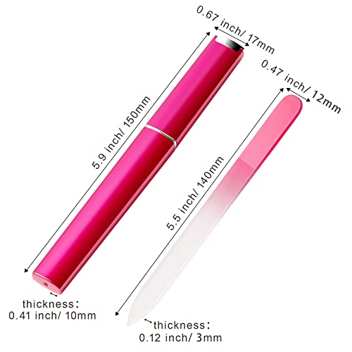 6 Pcs Glass Nail File With Case, Crystal Nail Files For Natural Nails Fingernail Files Set, Double Sided Etched Nail Filer Professional Ceramic Glass File For Travel Gifts Package Fine Grit #TOP5