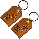 CALFOVERA 2 Piezas Llavero Rectangular de 6.7 x 4.3cm con Forma de Pata de Gato, de Piel de Vaca, con Botón A Presión, Recuerdo de Pelo de Mascota, Llavero con Forma de Pata de Perro, para Hombre